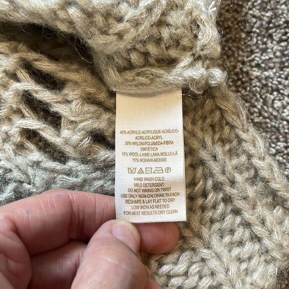 FREE PEOPLE Sweater MED Womens Open Stitch Chunky Knit Scoop Neck Wool Blend - Picture 9 of 9